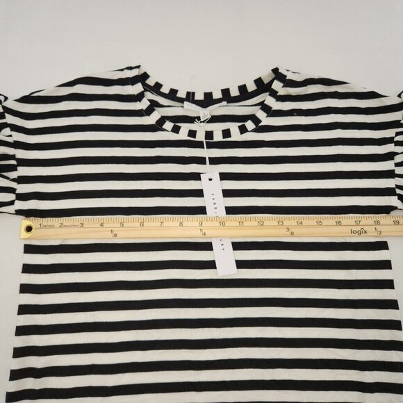 Jane + Delancey Size Small Black White Striped Ruffle Short Sleeve T-Shirt - Picture 5 of 6